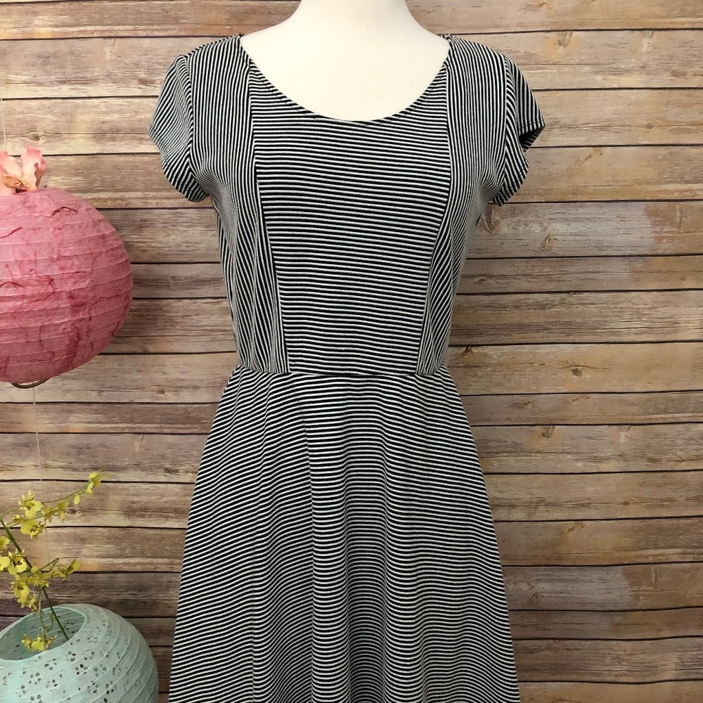 NY Collection Striped Black and White Dress